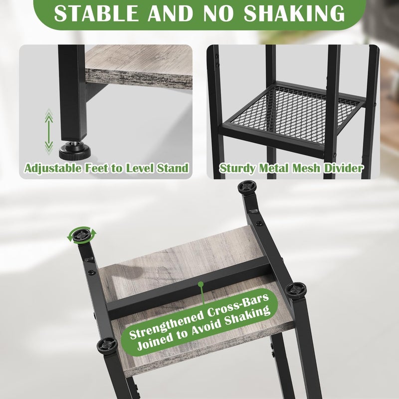 Dipion Extra Tall Plant Stand Indoor,40 Inch Plant Stands,3 Tier Metal Plant Stand with Heavy Duty Wood and Metal Mesh Shelf,Greige and Black - Image 2